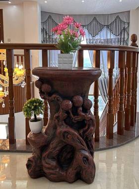 流6833花子客厅花盆架架室内阳台仿盆根雕置物家用盆景栽假山水摆