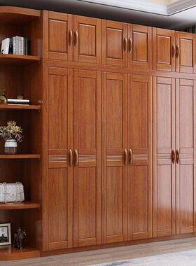 驭木胡桃式木实木衣柜全木家用卧室现实中简代UNP约大容量收纳储