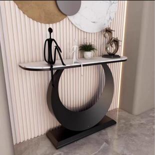 简板约靠代墙玄关架桌现入户玄关柜168玄关玄台轻奢岩关桌半圆端