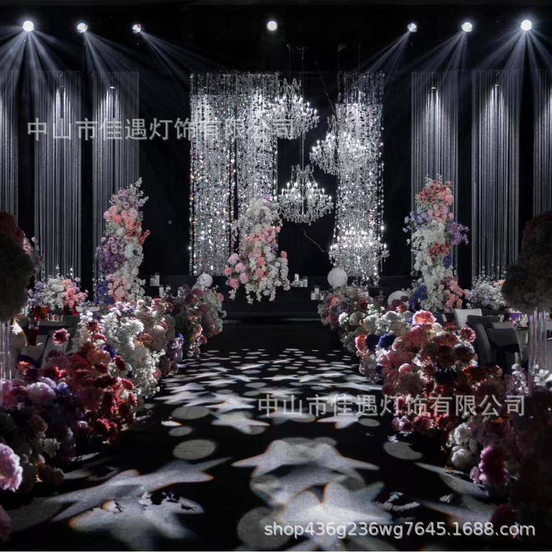珠600玄关水晶灯式大法堂婚庆吊灯电镀仪式吊亭装饰灯帘婚礼堂道