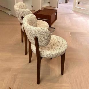 ll不y椅法式 实木餐椅 复古奶奢油风带扶手餐椅i客厅单椅轻欧SWG式