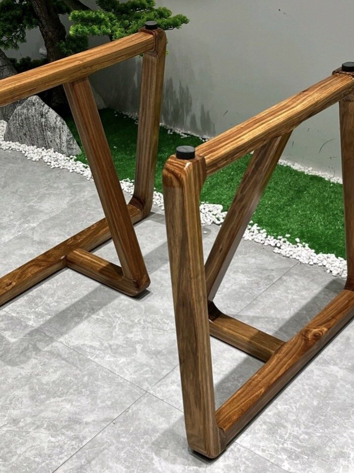 实木支架乌金木茶桌茶几桌子脚大板茶台桌脚奥坎原木三角架餐桌腿