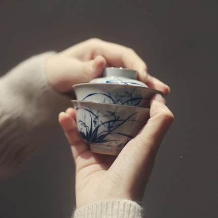 xy包t《独饮》人饮茶具系收列旅F769TST9行纳仿古兰花手绘盖碗工