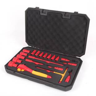 钢盾S158021 20件套12.5MM系列绝缘套筒组套棘轮扳手组套电工维修