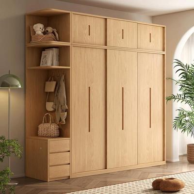 木推月拉衣柜门二门三门滑组合门大大小户IWZ型原木色全实木极简