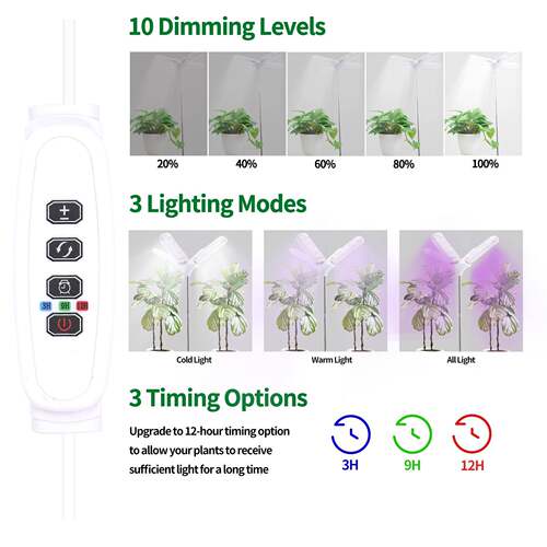 新款私模LED全谱植物生长灯伸缩管HHC插地落栽地绿植光盆定时补光