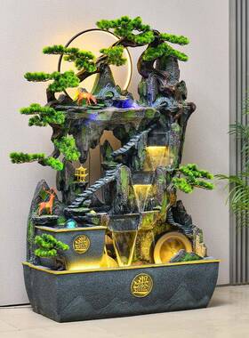 大假山流水鱼缸循环水喷泉户外花型园台庭院阳VDU景落造地装饰摆