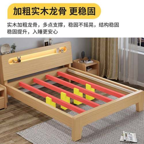 实木约人床1D木床.8m床现代简工厂直销双简易1.2m出租屋1米5储物