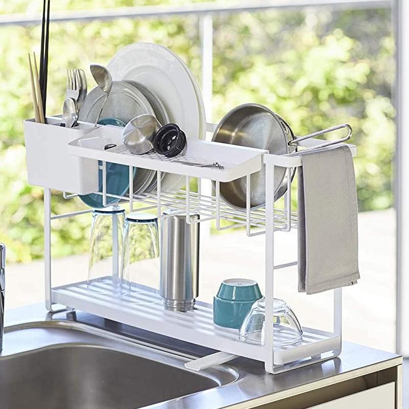 厨房碗碟HS-N2020沥水架双层分台面水用槽洗功碗池下层置物架多能