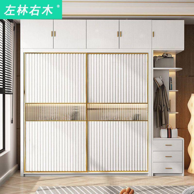 木多层板推BGA拉门用衣柜轻奢白色家卧室现代简衣约实小户型柜子