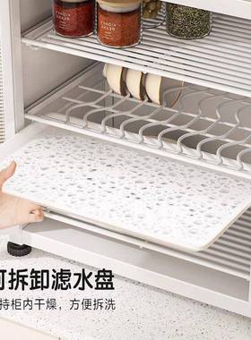 厨房台面置物架多功能大容量多OIN层厚加碗柜防尘虫盘餐碗具收纳