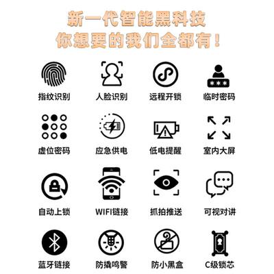 XBR可视人脸识别指纹锁家用防盗门全自动入户子门智能电密锁码锁