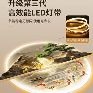 新中式入户玄关装饰画流水生财水画灯HS-06280过走山廊道挂带画迎