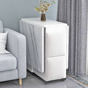 折叠餐桌家用可移动小户型多功能一桌四凳长方形吃饭桌子人造板L^