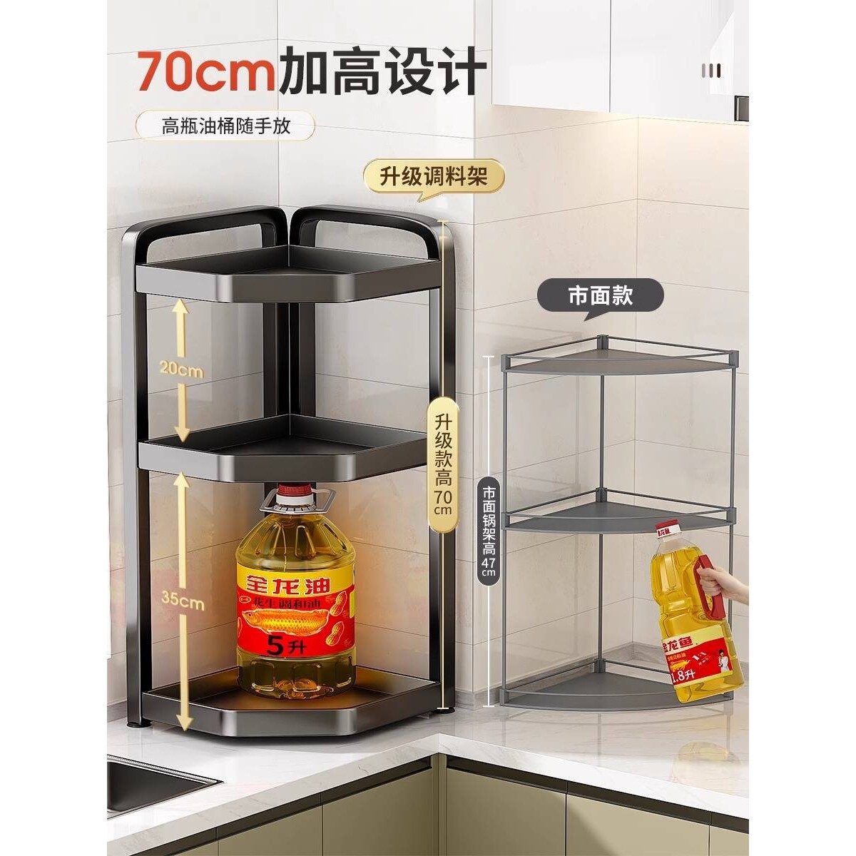厨房置物架调料品架子多功能调味料台面灶台转角多层收纳架置新品