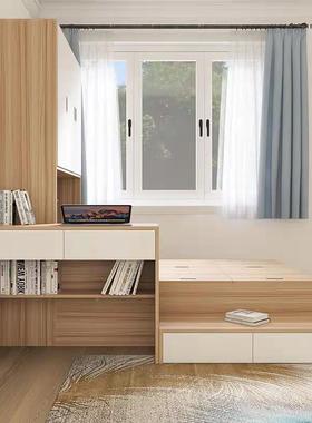 户型榻榻米床桌实单人床书一木体儿童床柜组合多小功能储FCI物床