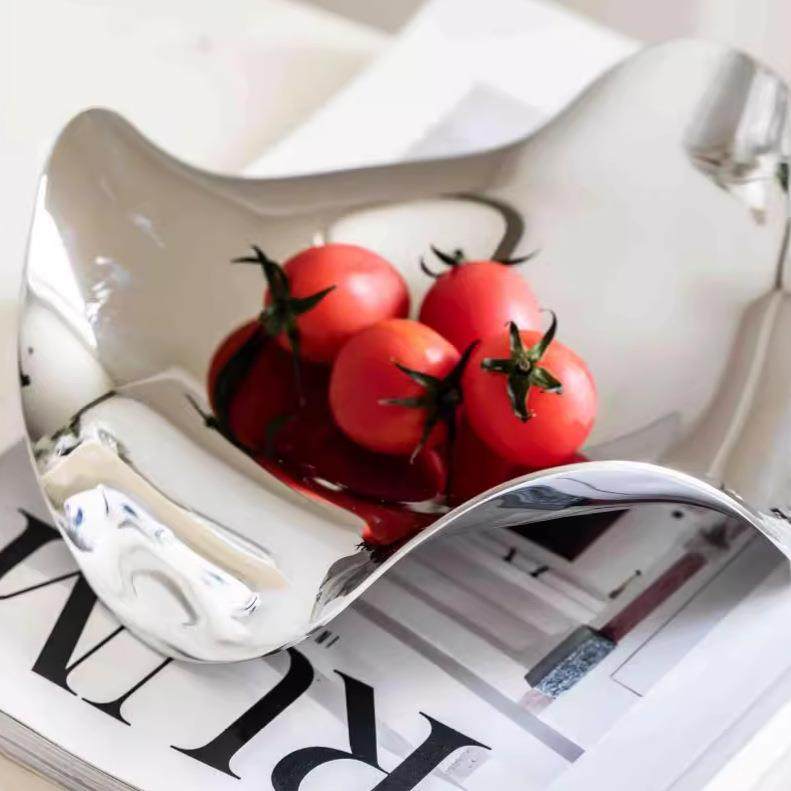 304不锈钢波浪水果盘售楼样处板房客茶几软饰收纳托盘曲厅线QM254