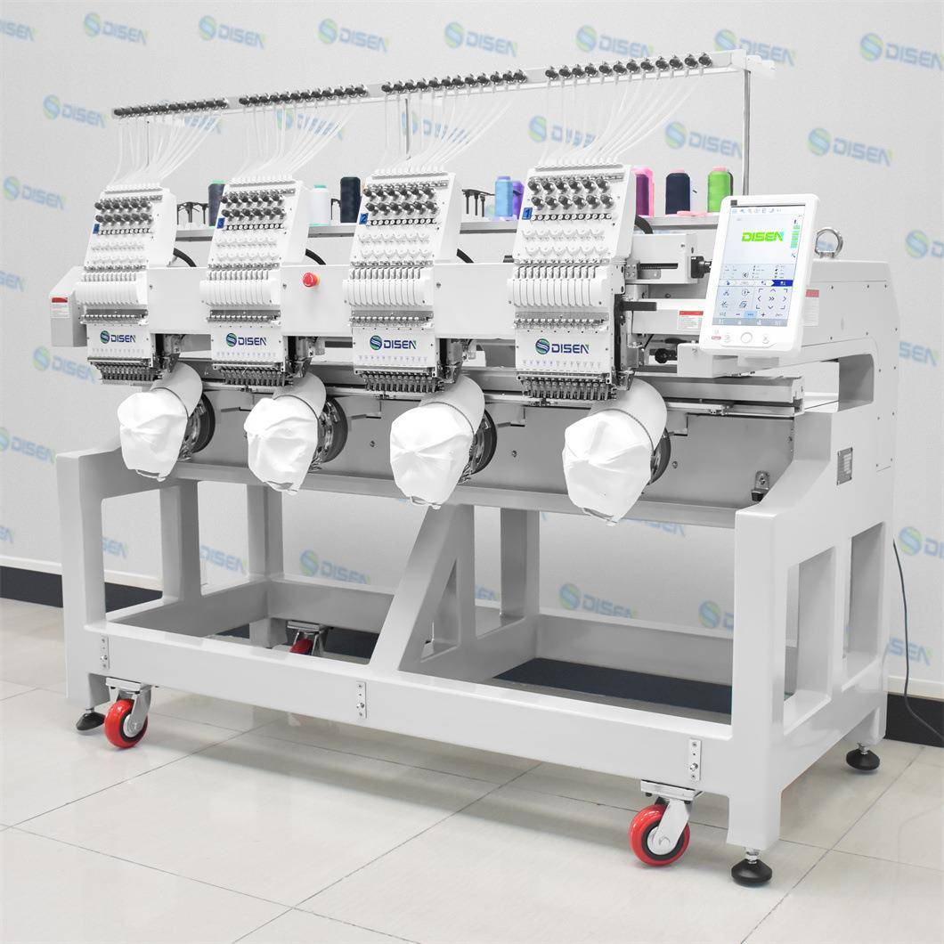 四头脑绣花机刺绣机平绣314机绣机4heade电mbro帽iderymachine