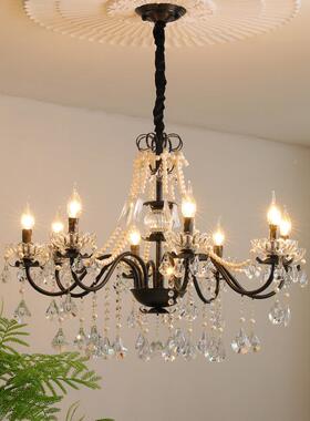 法式客式厅卧室南洋风复古黑古色中珠蜡烛灯珍餐厅别墅灯具美水晶