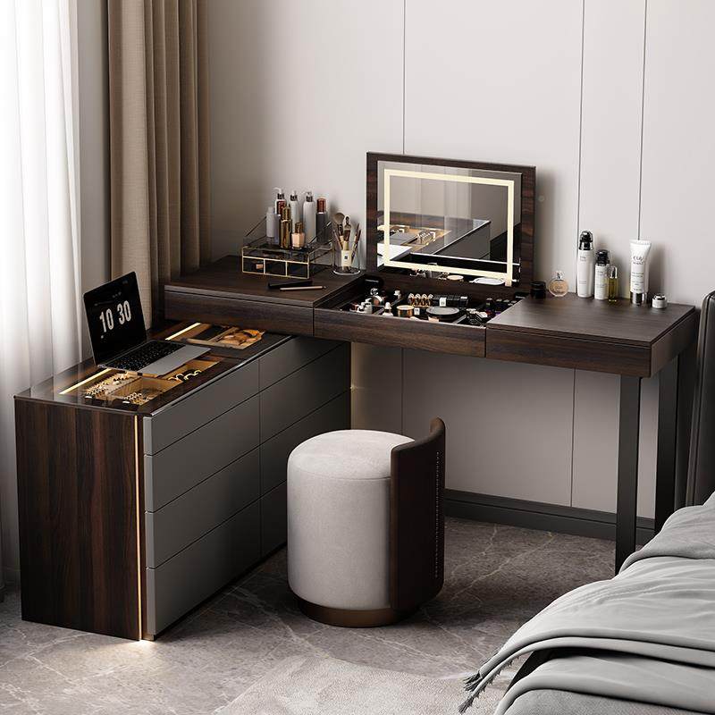 意极梳简妆台柜斗柜一体314简约现代卧室收纳床尾储物式柜翻盖化