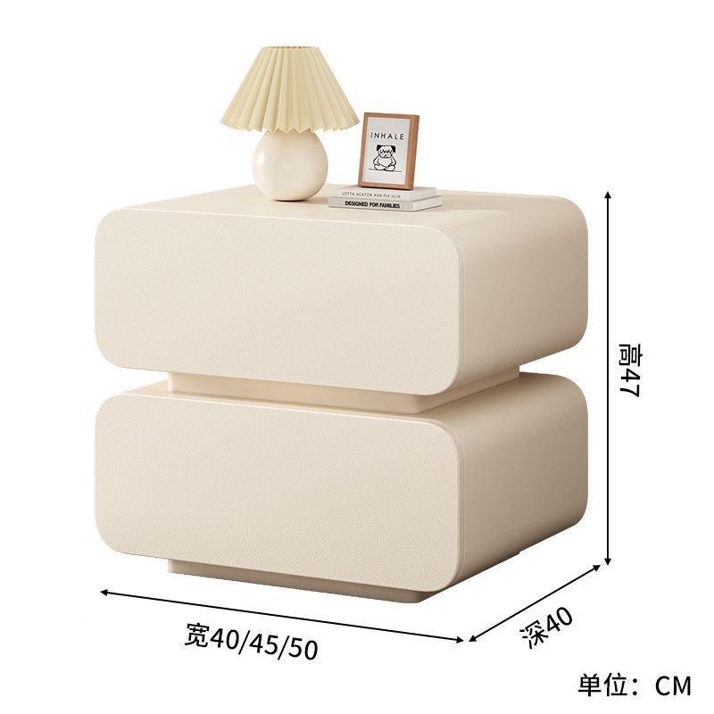 奶油床头柜简约现床代实木头收纳柜家用床柜子ZH卧风室边小型床柜
