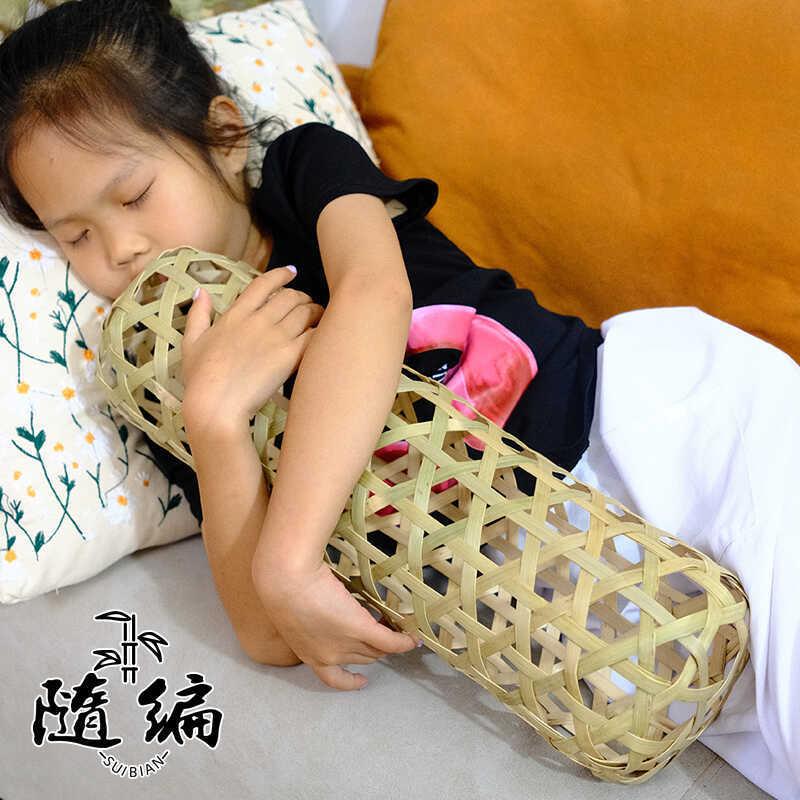 竹纳夫人F98JH859抱抱枕竹夹膝节君竹编枕头纯手工制作成人儿童夏