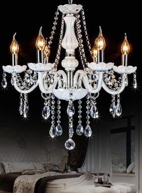 8头白色玉水晶吊灯白色蜡烛灯适客合厅卧8124-8L室客餐厅酒店房展