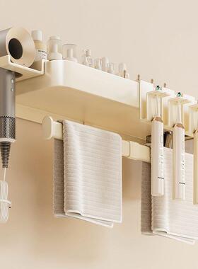 奶油洗漱台NMW白置物架卫生间浴壁室毛架子免打孔挂洗手巾间收纳