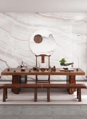 实茶木茶桌椅组合OPI家用客厅大板桌套装茶功夫茶台办公泡室几