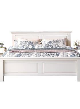 BTV4实木床式1.8米现橡代家简约美双人床白色木高箱WKM床主卧具