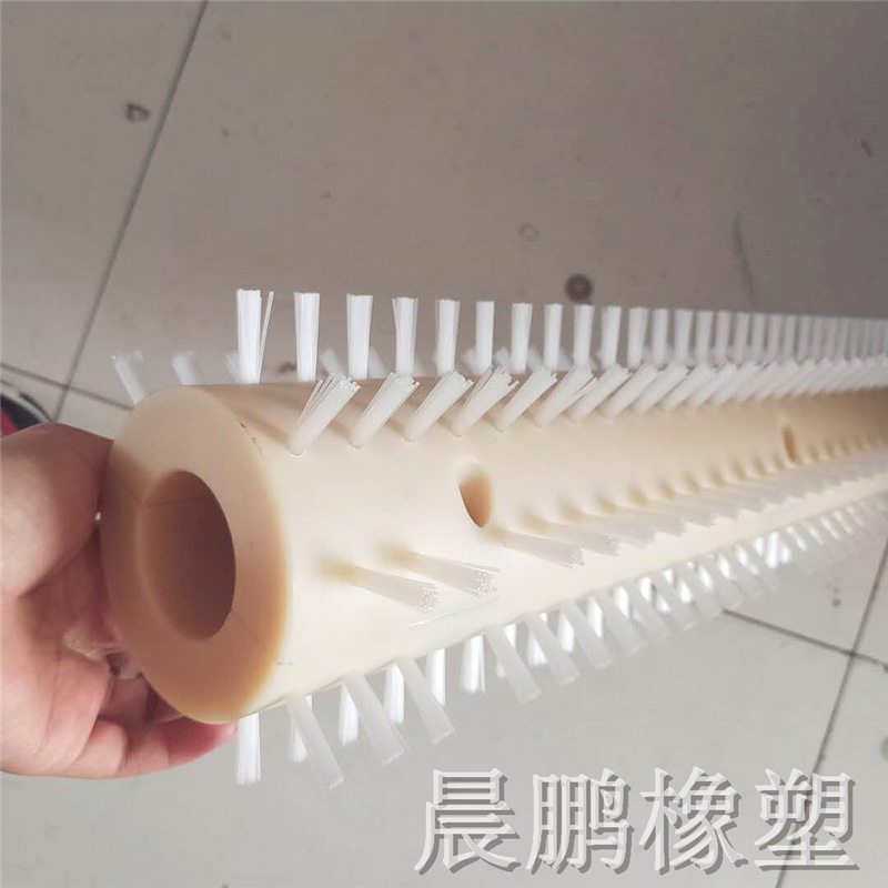 工业毛刷辊轮 尼龙抛光轮 pp棒植毛毛刷轮 清洗机配件耐磨毛刷辊