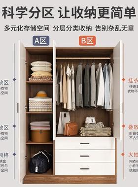 衣卧室对橱开门储物柜现代简约出租柜房小户型简易抽收带纳衣NQO