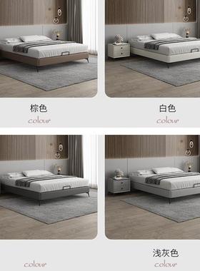 意式极简榻实榻米床床代无床头床架子矮轻奢ZES现简约木床酒店床