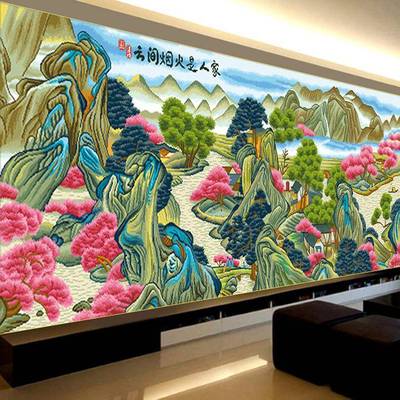 云间烟火是人家十绣2025新字刺款线绣客厅高端画大气风CQH景名手