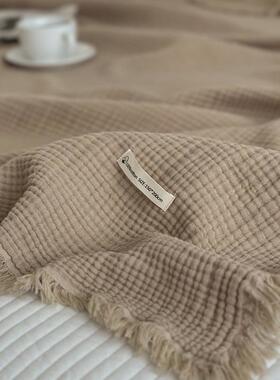 新布款全棉四肤层纱流苏盖毯夏毯被沙发巾家20241214用纯棉简约风