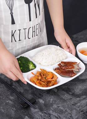 密胺餐11835盘四六分多格快餐料学校工厂食堂塑餐具套装格分盘饭