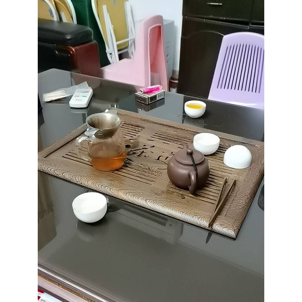 P66D茶台茶桌配件茶具大理石玻璃茶几沥水盘家用新中式不锈钢泡茶