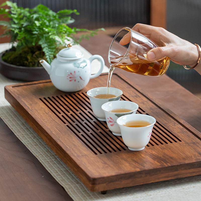 重竹茶盘大号家用日式茶台简约茶海排水蓄水式家用茶室托盘长方形