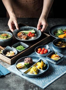 日式陶瓷餐具套装盘碟勺筷日子配托盘店碗蘸EQG料蝶料单人套餐碗