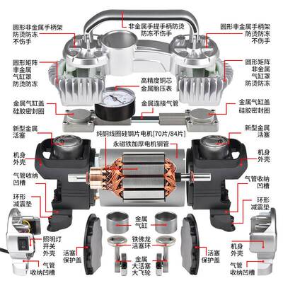 凌匠M9新能源电动汽车用打气泵双缸高压快充SUV轿车MPV车载充气泵