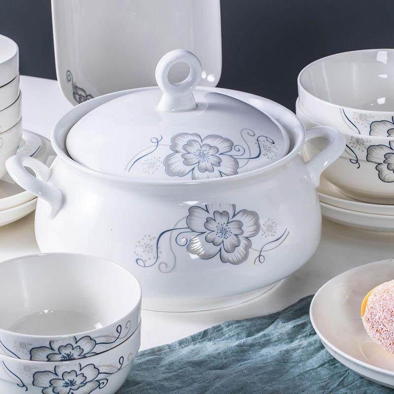 家装用碗碟新款10人组合创大套陶汤瓷餐具饭碗面碗盘子UXE意碗帮