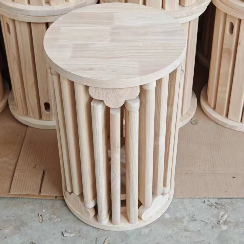 实木圆凳子茶几家用可叠放凳现代吃饭登子餐桌凳原木新中式叠叠乐