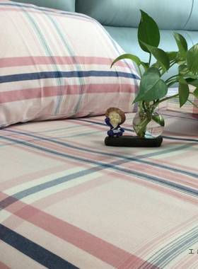 100棉F5M68SST质加厚粗布床单老件棉单质密精加梳棉复古格子亚麻