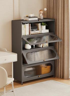 带门家用钢制书柜童防尘储物柜儿层纳落地BOL铁艺书架客厅收多置