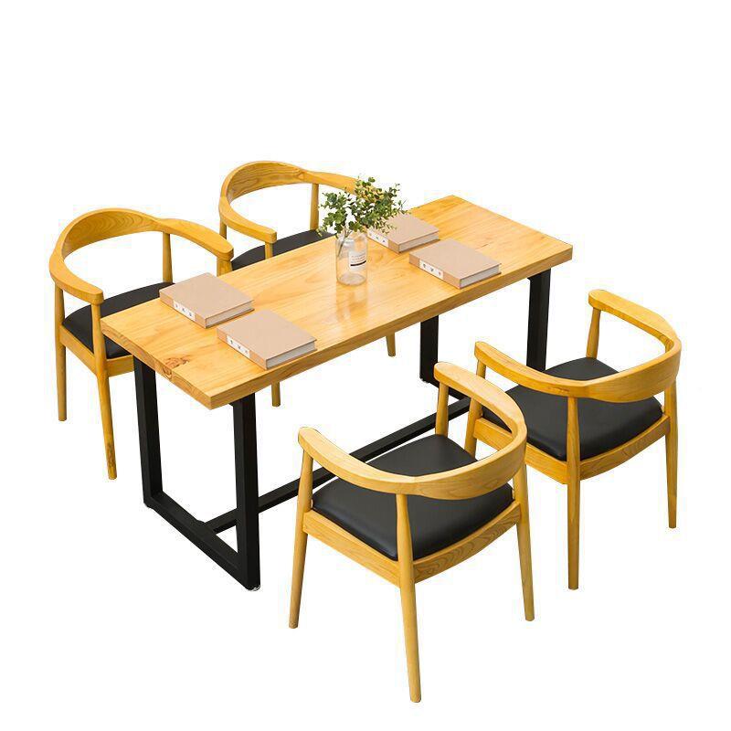 中式实方用餐370桌椅家组合餐桌厅饭店酒店四人位实木餐木桌餐台