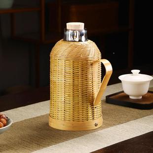 ?家用竹编水瓶老开式暖壶复古温壶竹子外壳保暖水壶603水瓶玻热璃