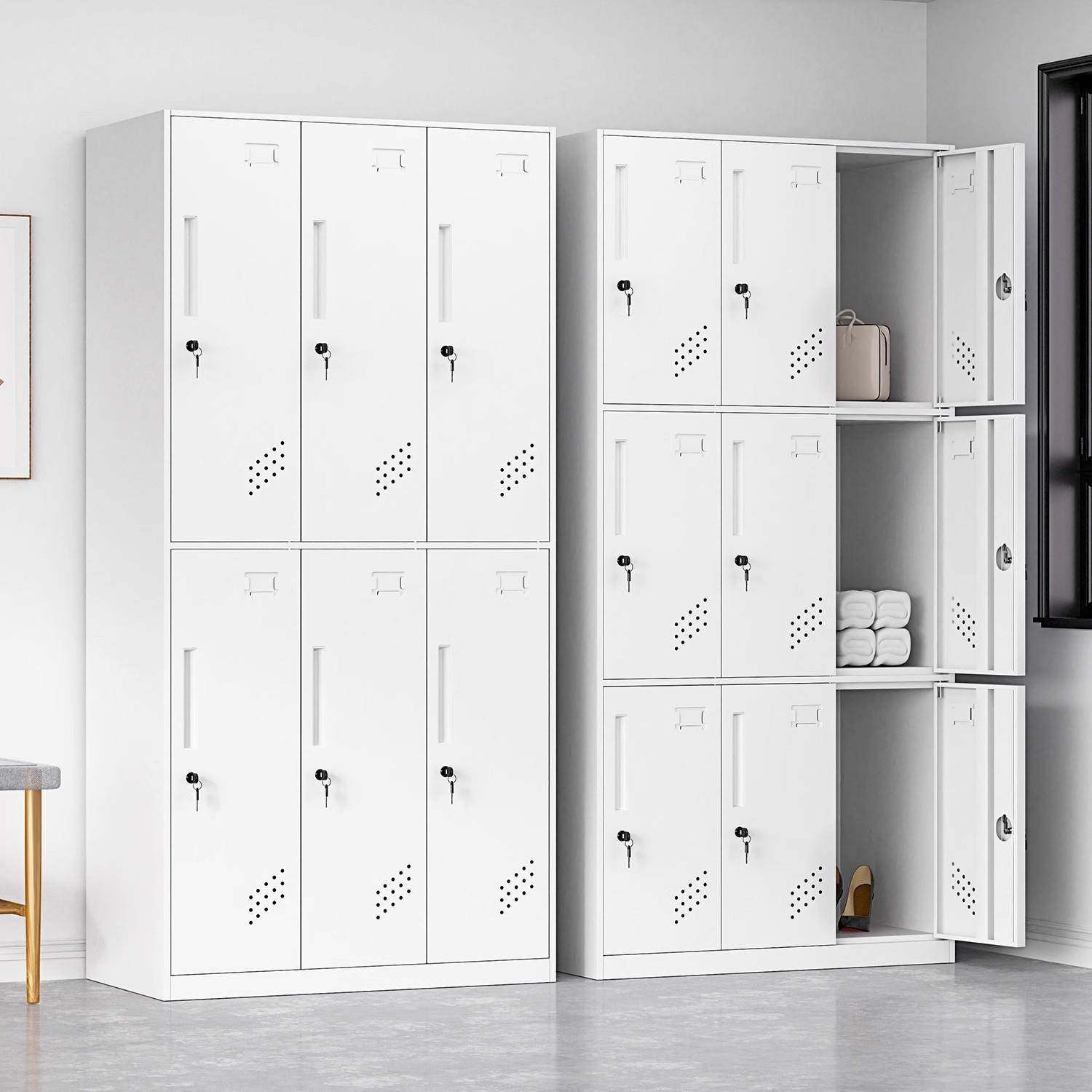 锁衣钢制健身房浴室四储门更柜员工柜子宿舍六门YU-55铁皮物柜带,商业/办公家具,办公储物柜,淘宝优惠券,粉丝福利购,淘宝优惠卷