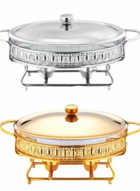 长方保形正方形圆玻璃36965温酒精炉餐厅饭店用炉鱼明盘商形用双连炉