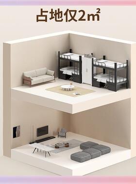 上下铺铁学生宿舍员寝室公寓双层床人工地成两层OLL-5213床高低架