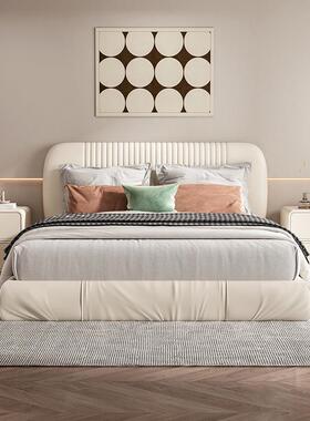 鼎立边诚全实木整装0C5M皮质床头柜现SJ-D902代简约奶油色极简床